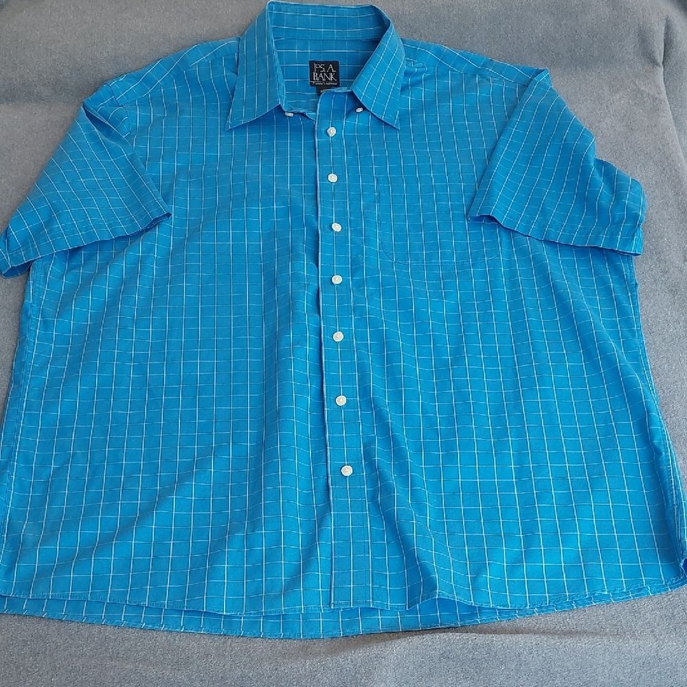 Jos. A. Bank Blue Grid Pattern Men's Shirt XL